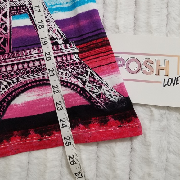 Onque Casual PARIS graphic tee Eiffel Tower multicolored Lrg. - Picture 5 of 7